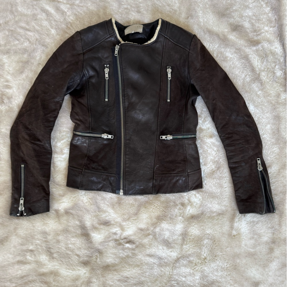 IRO Svea women’s leather jacket with shearling lining